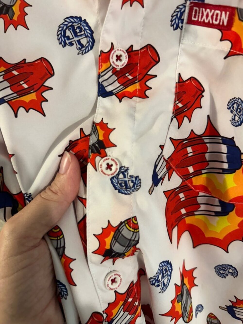 Dixxon Bombs Away Bomb Pop Summer Button Up Collared Short Sleeve Shirt - Picture 5 of 9
